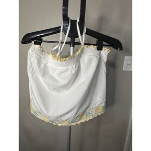 Joie White Cotton Embroidered Boho Top & Shorts Set Women Top M Shorts M Smocked